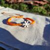 Orange Flower Charm Macrame Bracelet