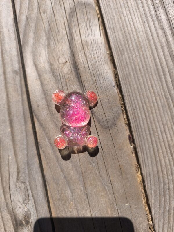 Pinky glitter bear brooch