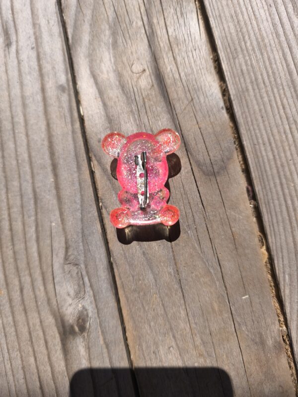 Pinky glitter bear brooch