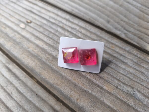 Rectangle pink mini earrings