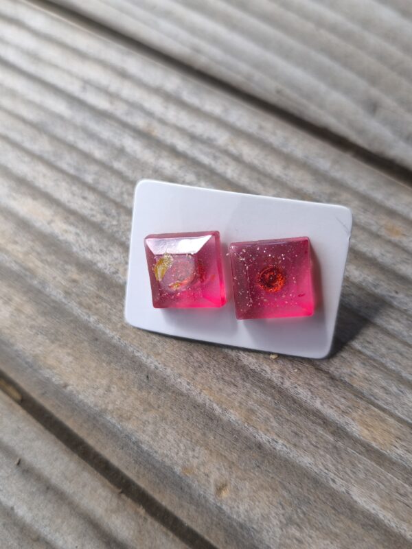 Rectangle pink mini earrings