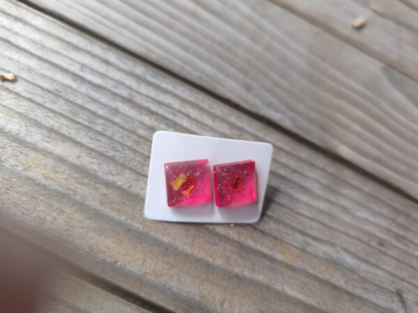 Rectangle pink mini earrings