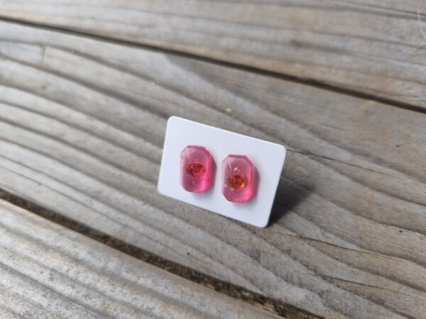Emerald cut pink mini earrings